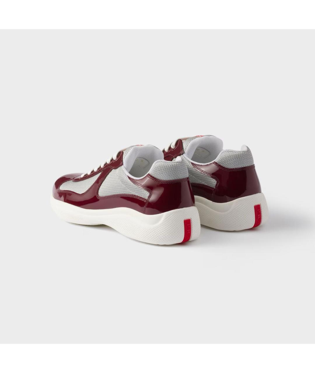 PRADA Бордовые кожаные низкие кроссовки / кеды, фото 4