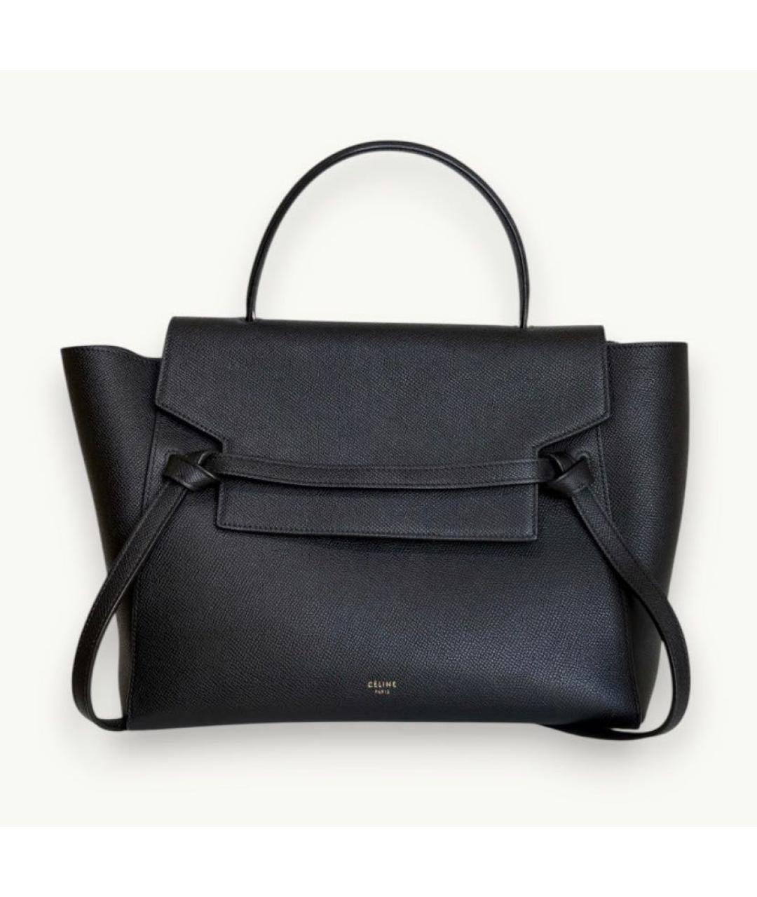 CELINE Черная кожаная сумка с короткими ручками, фото 8