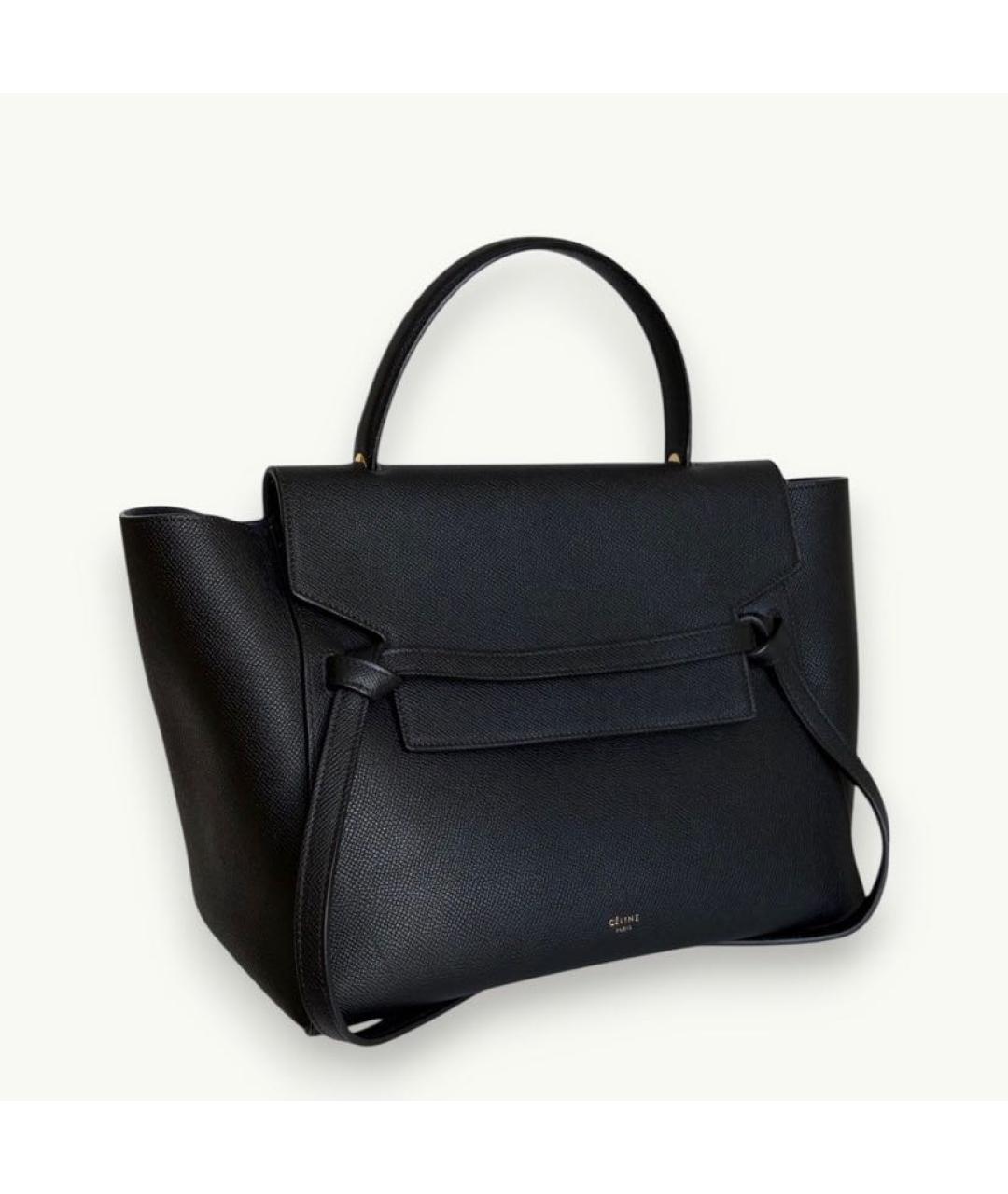 CELINE Черная кожаная сумка с короткими ручками, фото 2