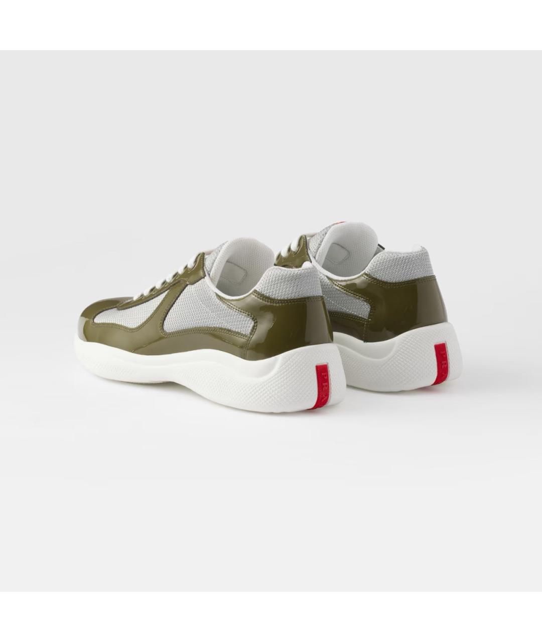 PRADA Хаки кожаные низкие кроссовки / кеды, фото 4