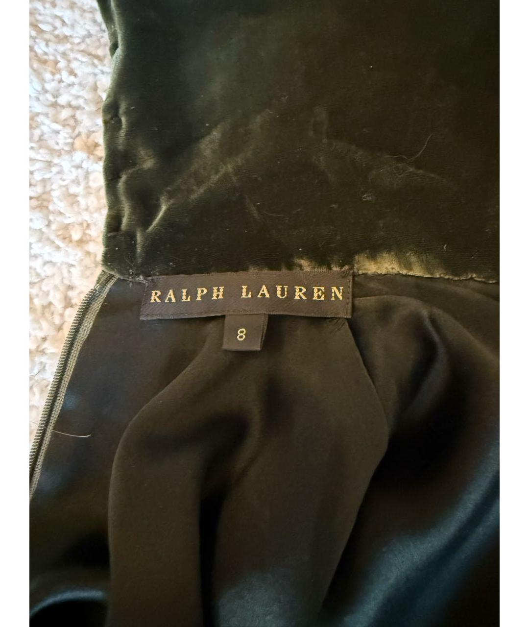 RALPH LAUREN Зеленые бархатное коктейльное платье, фото 6