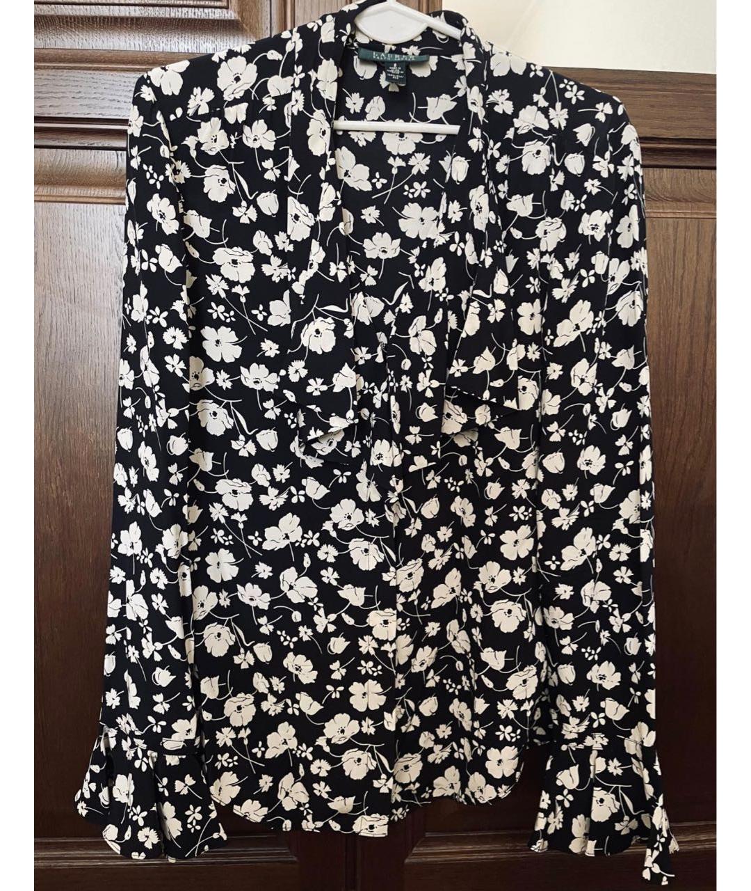 RALPH LAUREN Черная шелковая блузы, фото 8