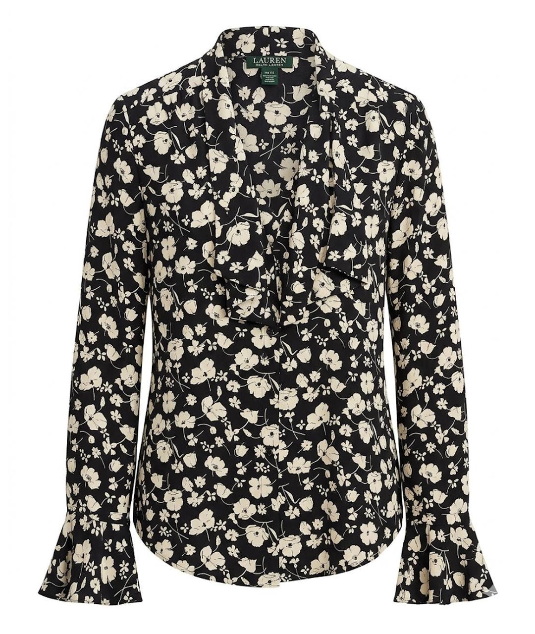 RALPH LAUREN Черная шелковая блузы, фото 1