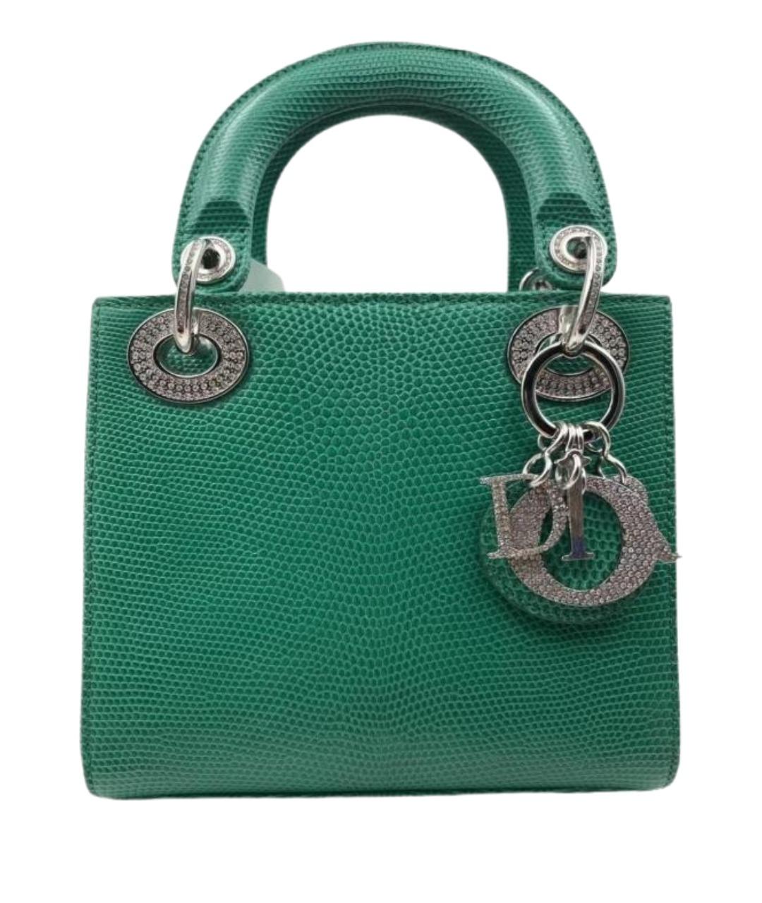 CHRISTIAN DIOR Зеленая кожаная сумка с короткими ручками, фото 1