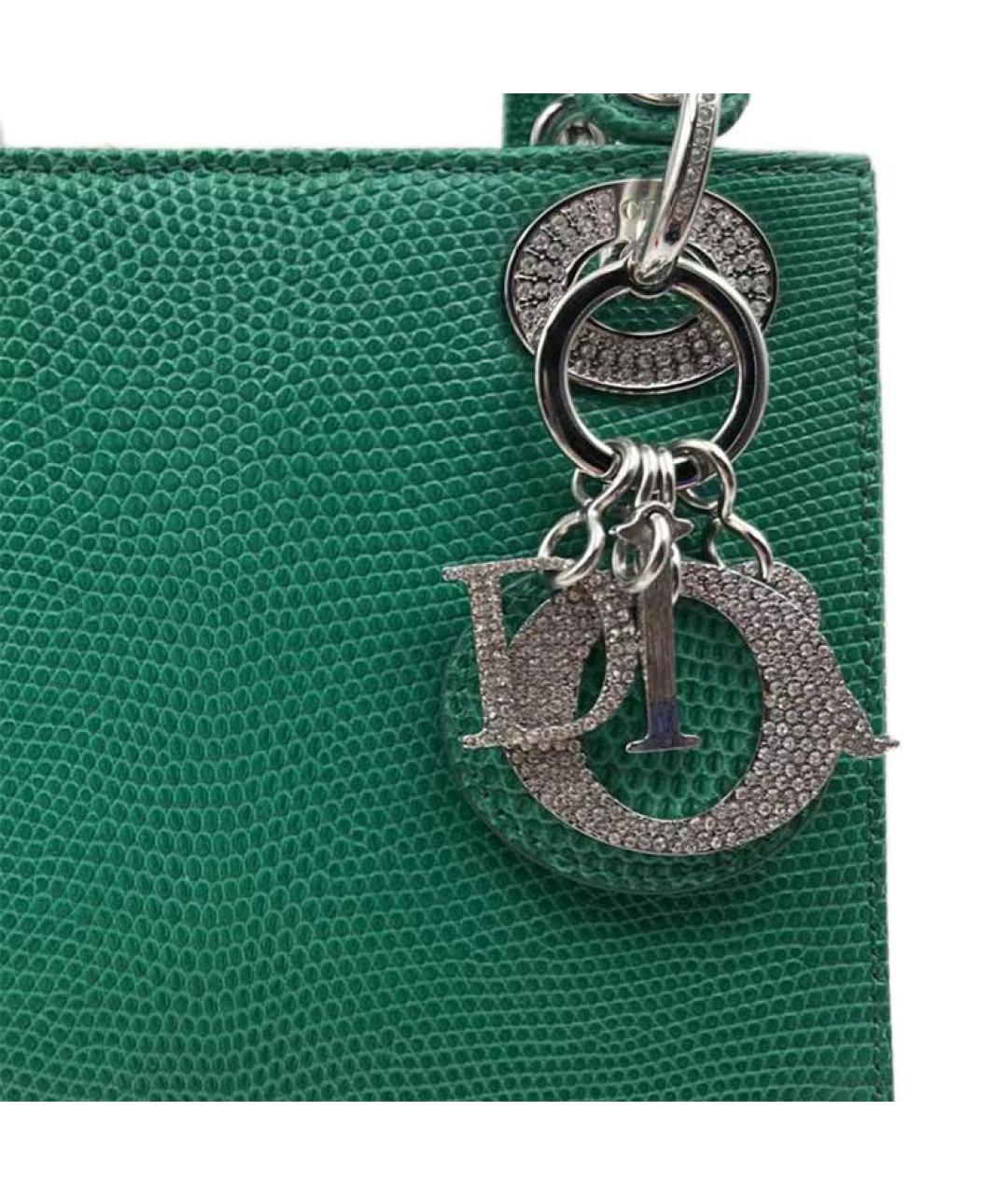CHRISTIAN DIOR Зеленая кожаная сумка с короткими ручками, фото 2