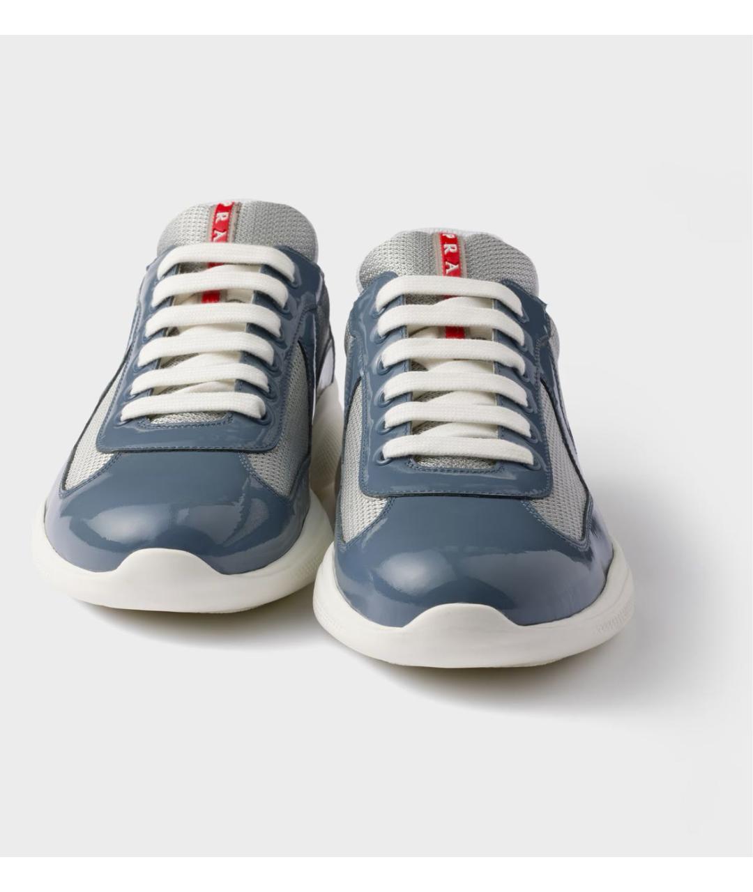 PRADA Голубые кожаные низкие кроссовки / кеды, фото 5