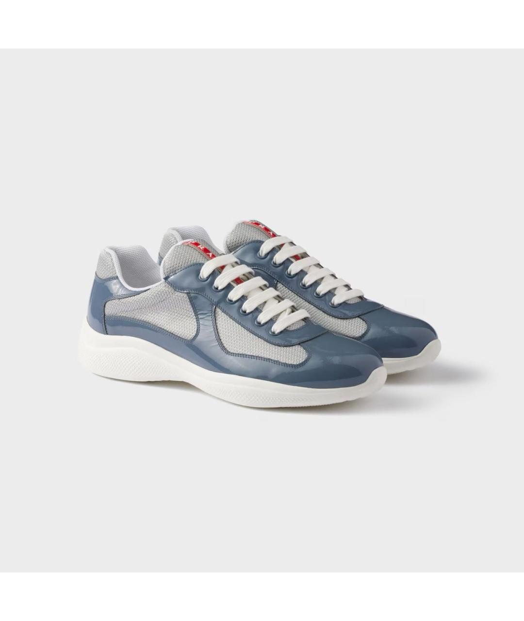 PRADA Голубые кожаные низкие кроссовки / кеды, фото 2