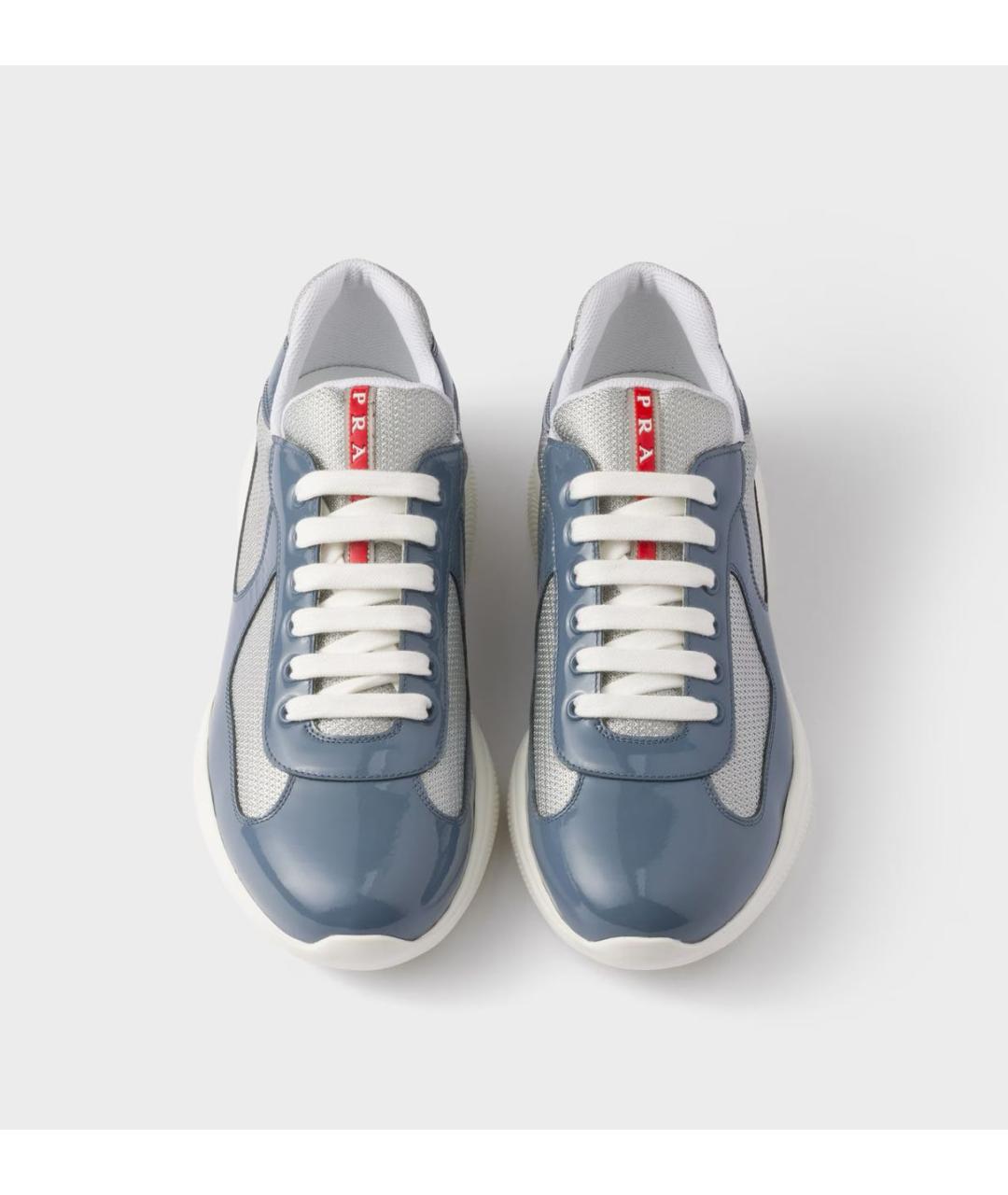 PRADA Голубые кожаные низкие кроссовки / кеды, фото 3