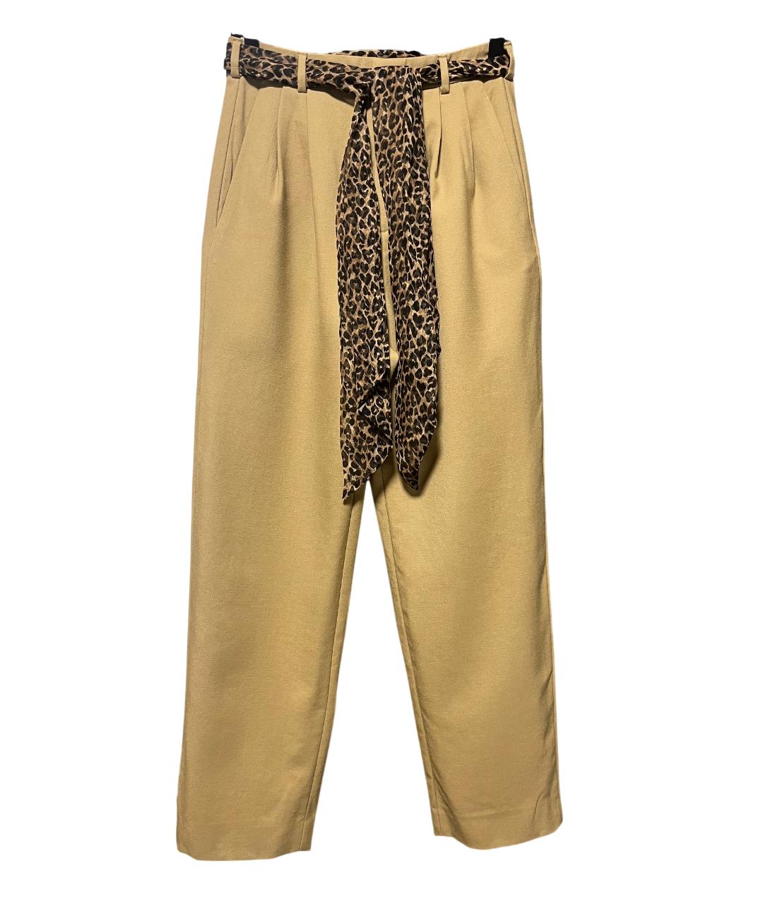 SAINT LAURENT Горчичные шерстяные прямые брюки, фото 4