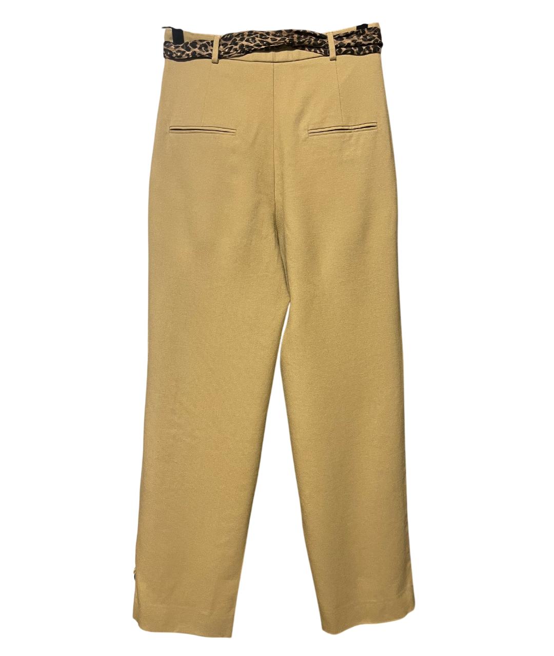 SAINT LAURENT Горчичные шерстяные прямые брюки, фото 5