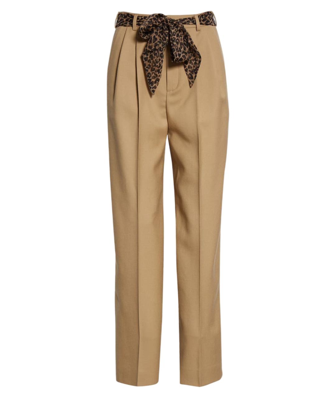 SAINT LAURENT Горчичные шерстяные прямые брюки, фото 9