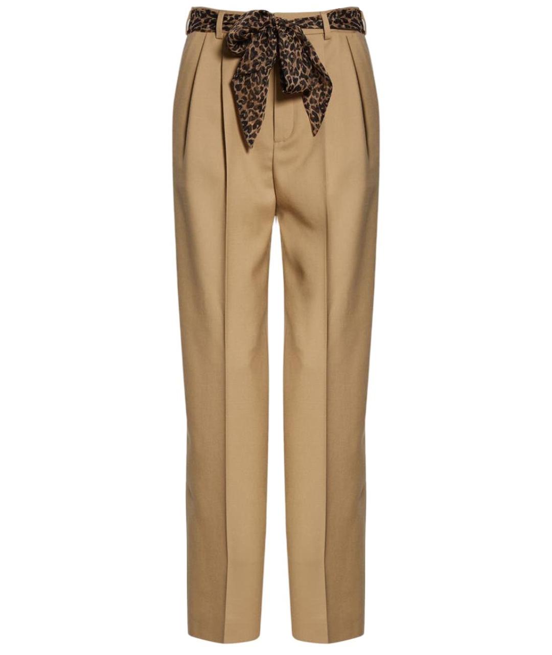 SAINT LAURENT Горчичные шерстяные прямые брюки, фото 1
