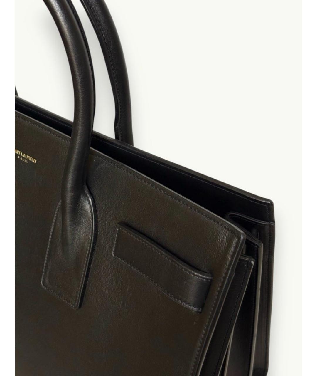 SAINT LAURENT Черная кожаная сумка с короткими ручками, фото 7