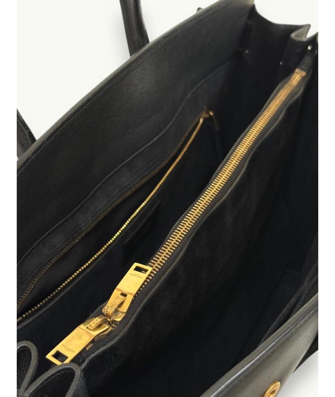 SAINT LAURENT Черная кожаная сумка с короткими ручками, фото 8