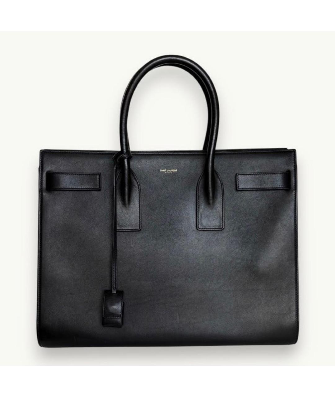 SAINT LAURENT Черная кожаная сумка с короткими ручками, фото 9