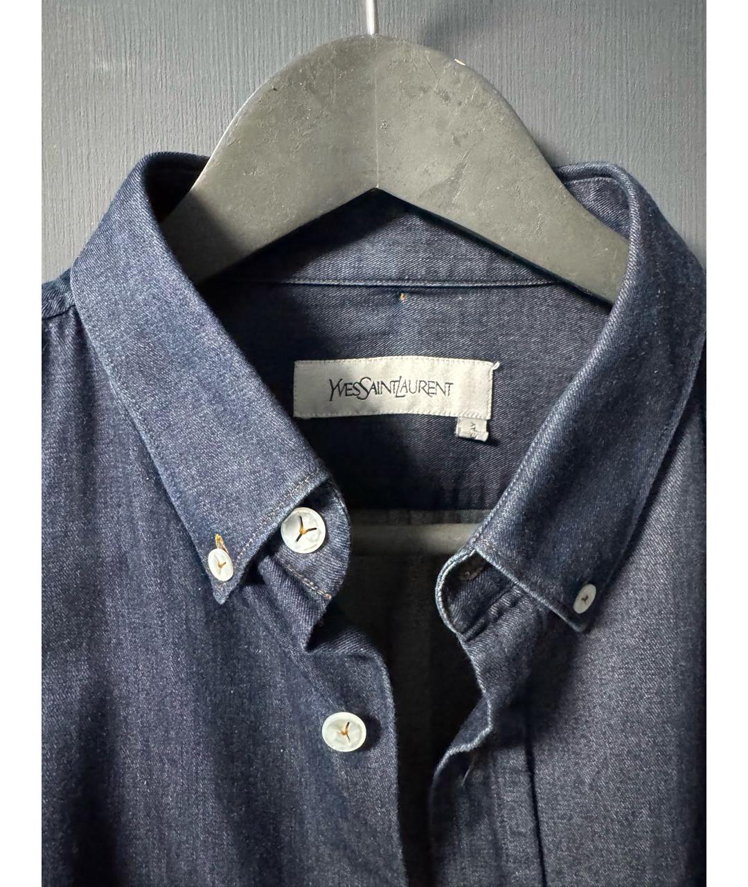 YVES SAINT LAURENT BEAUTY Синяя хлопковая кэжуал рубашка, фото 3