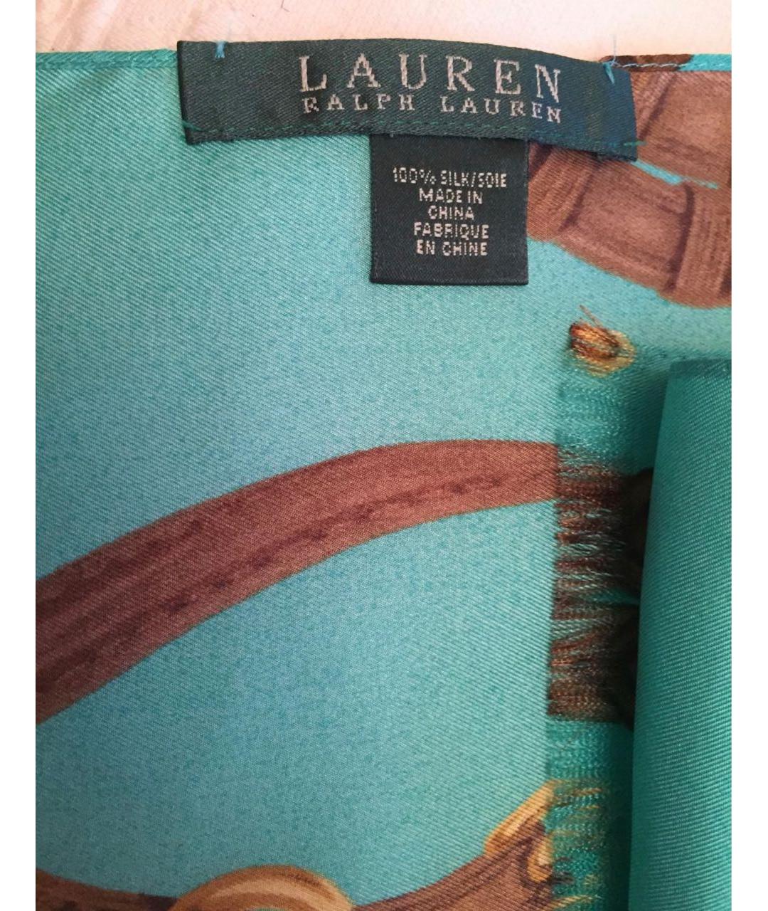 RALPH LAUREN Бирюзовый шелковый шарф, фото 3