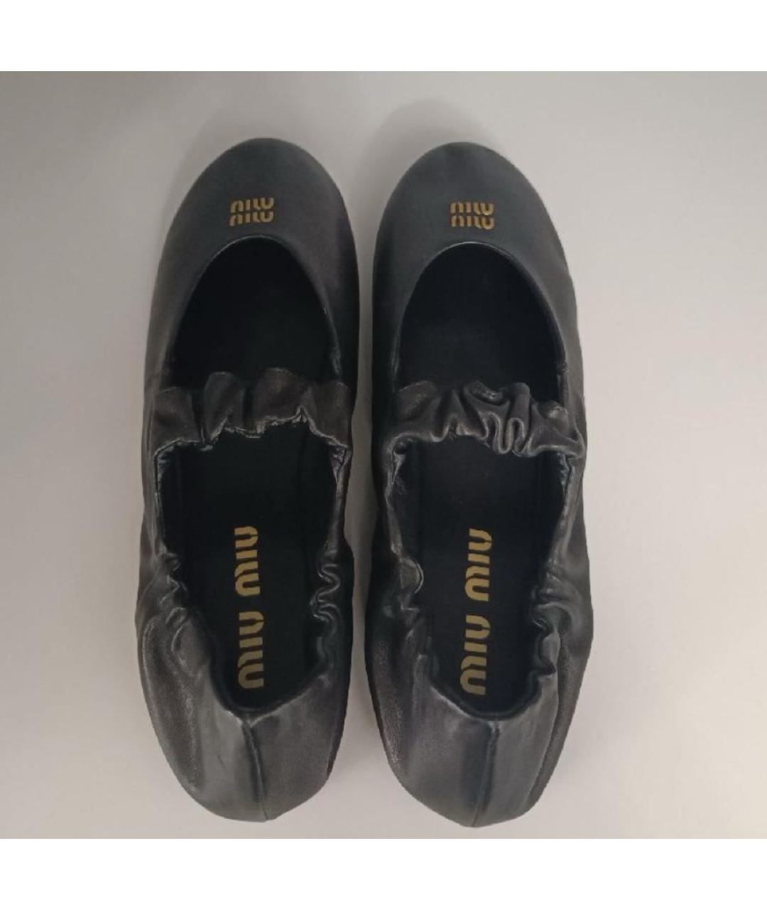MIU MIU Черные кожаные балетки, фото 3