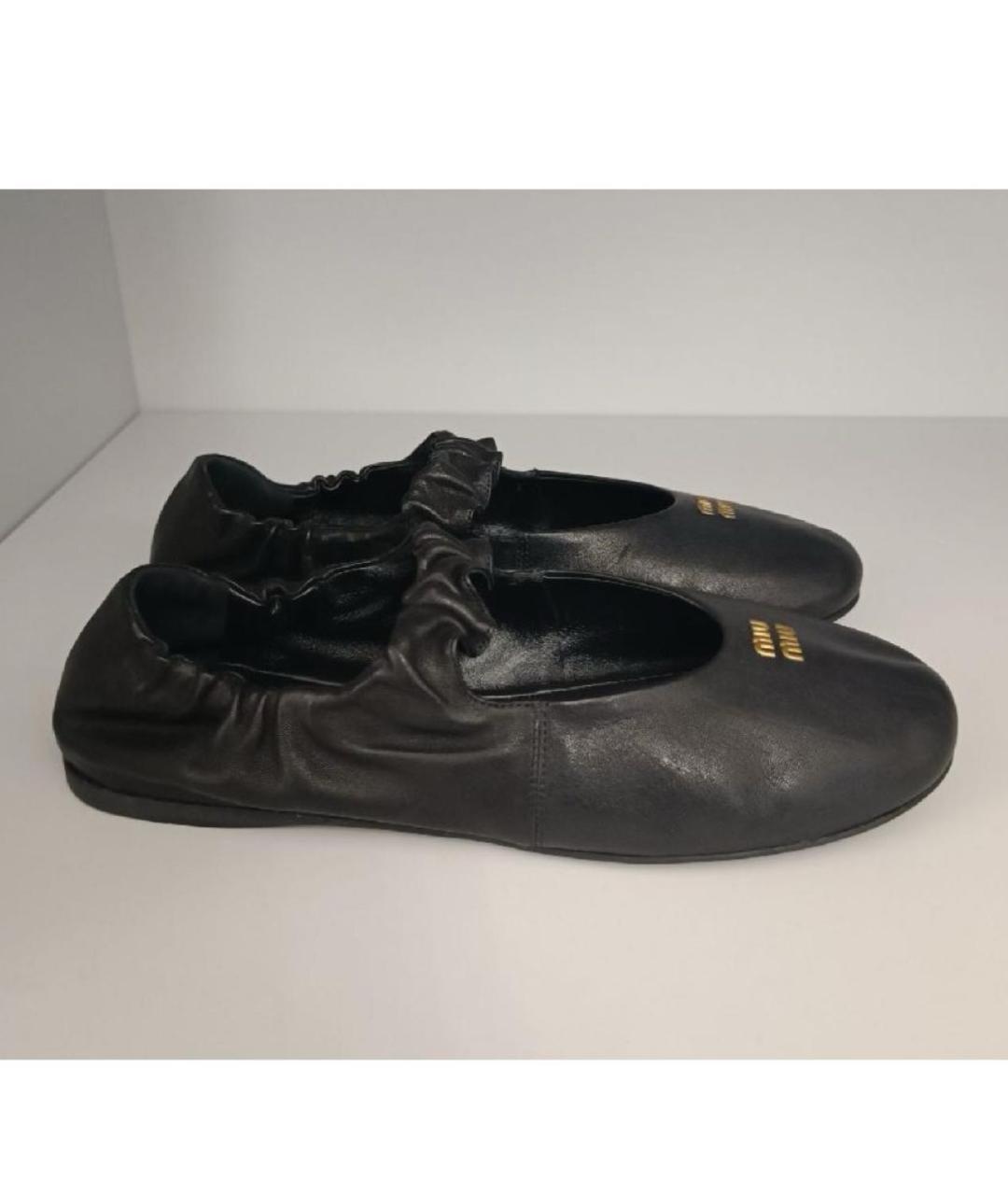 MIU MIU Черные кожаные балетки, фото 5