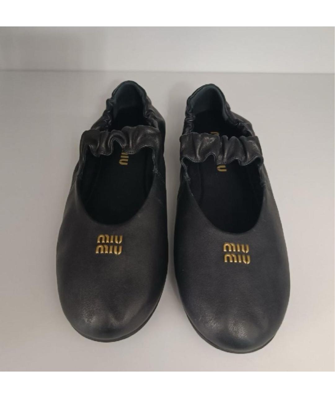 MIU MIU Черные кожаные балетки, фото 2