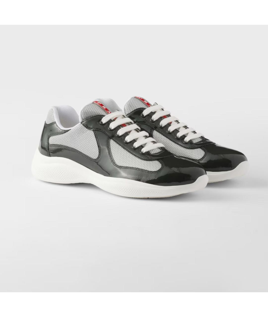 PRADA Черные кожаные низкие кроссовки / кеды, фото 2