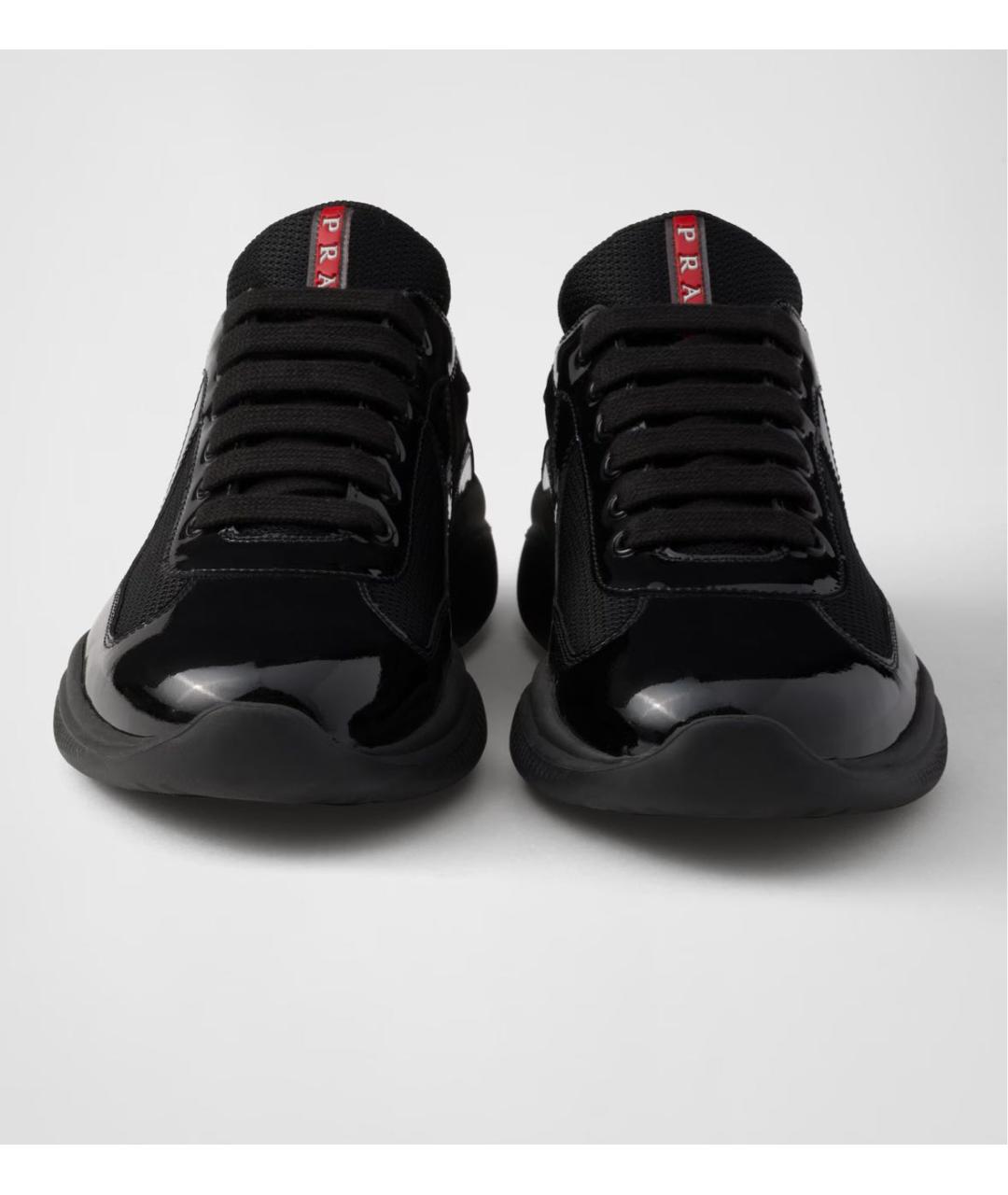 PRADA Черные кожаные низкие кроссовки / кеды, фото 5