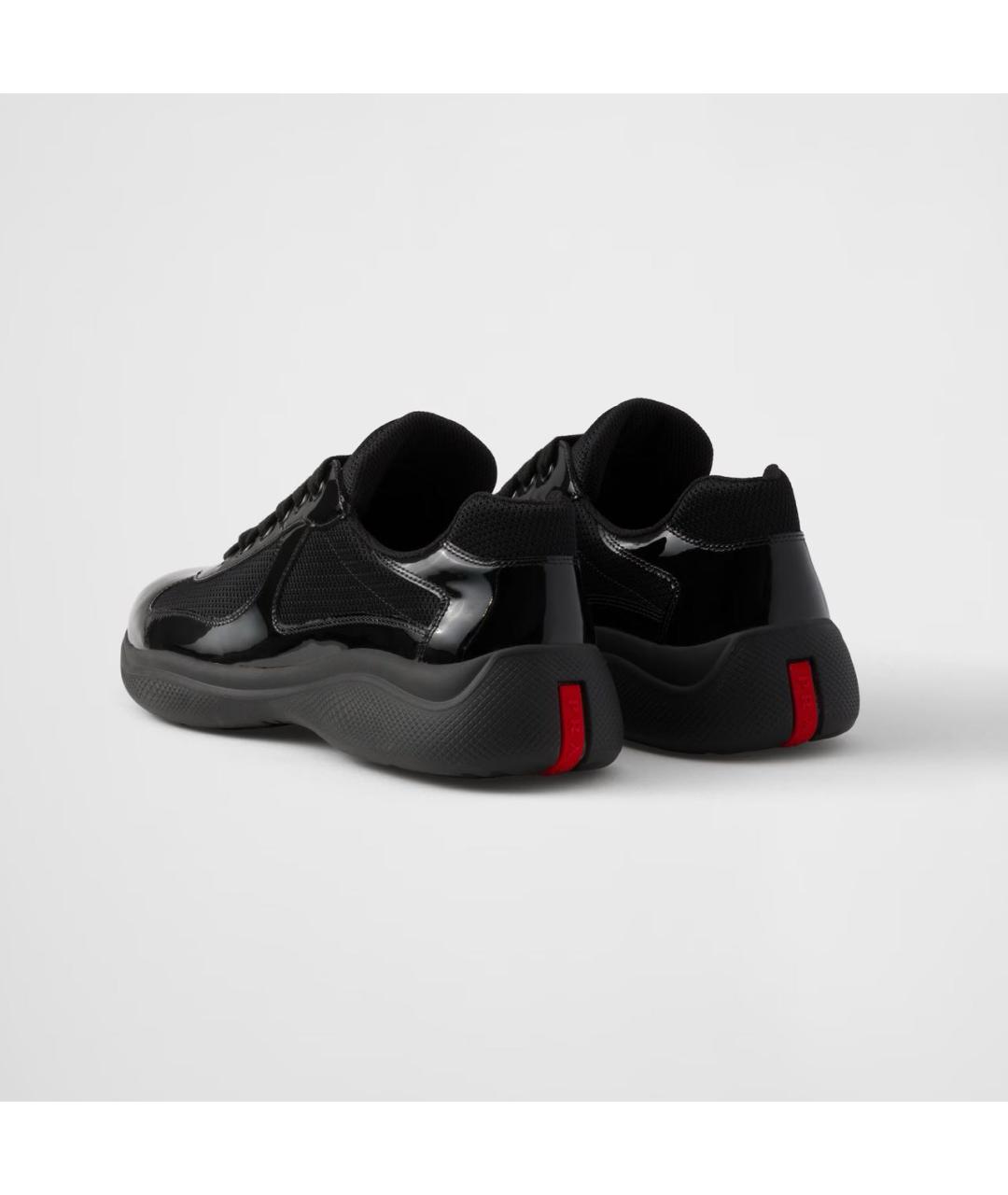 PRADA Черные кожаные низкие кроссовки / кеды, фото 4