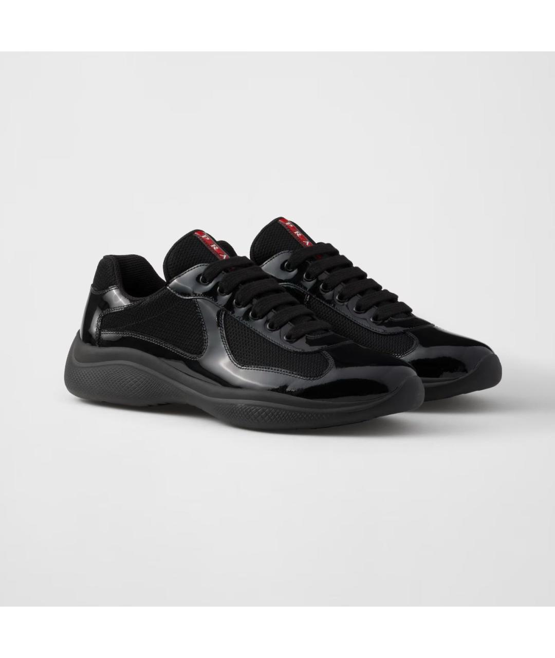 PRADA Черные кожаные низкие кроссовки / кеды, фото 2