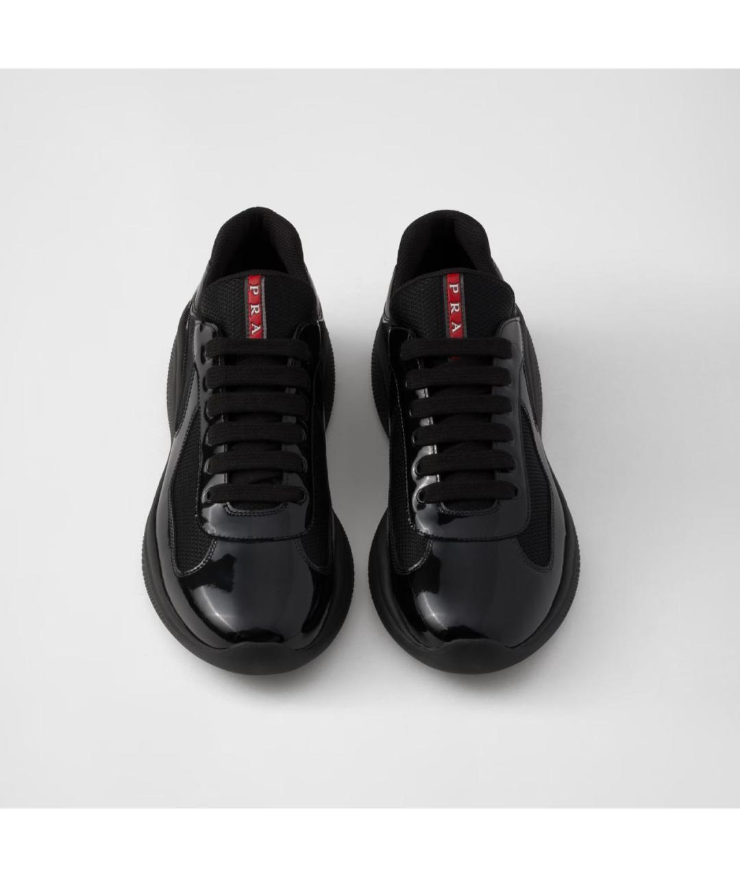 PRADA Черные кожаные низкие кроссовки / кеды, фото 3