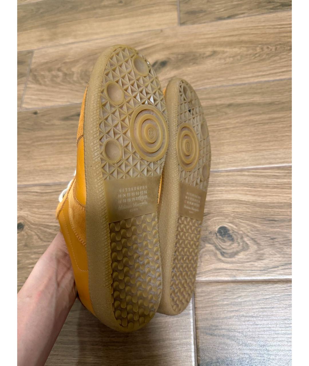 MAISON MARGIELA Оранжевое кожаные кеды, фото 5