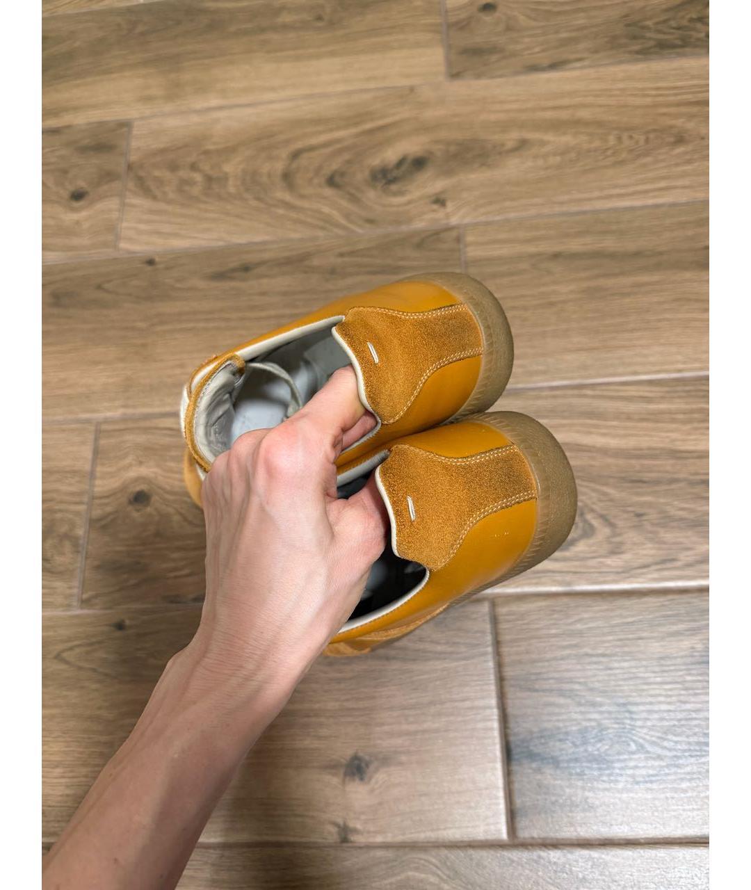 MAISON MARGIELA Оранжевое кожаные кеды, фото 4