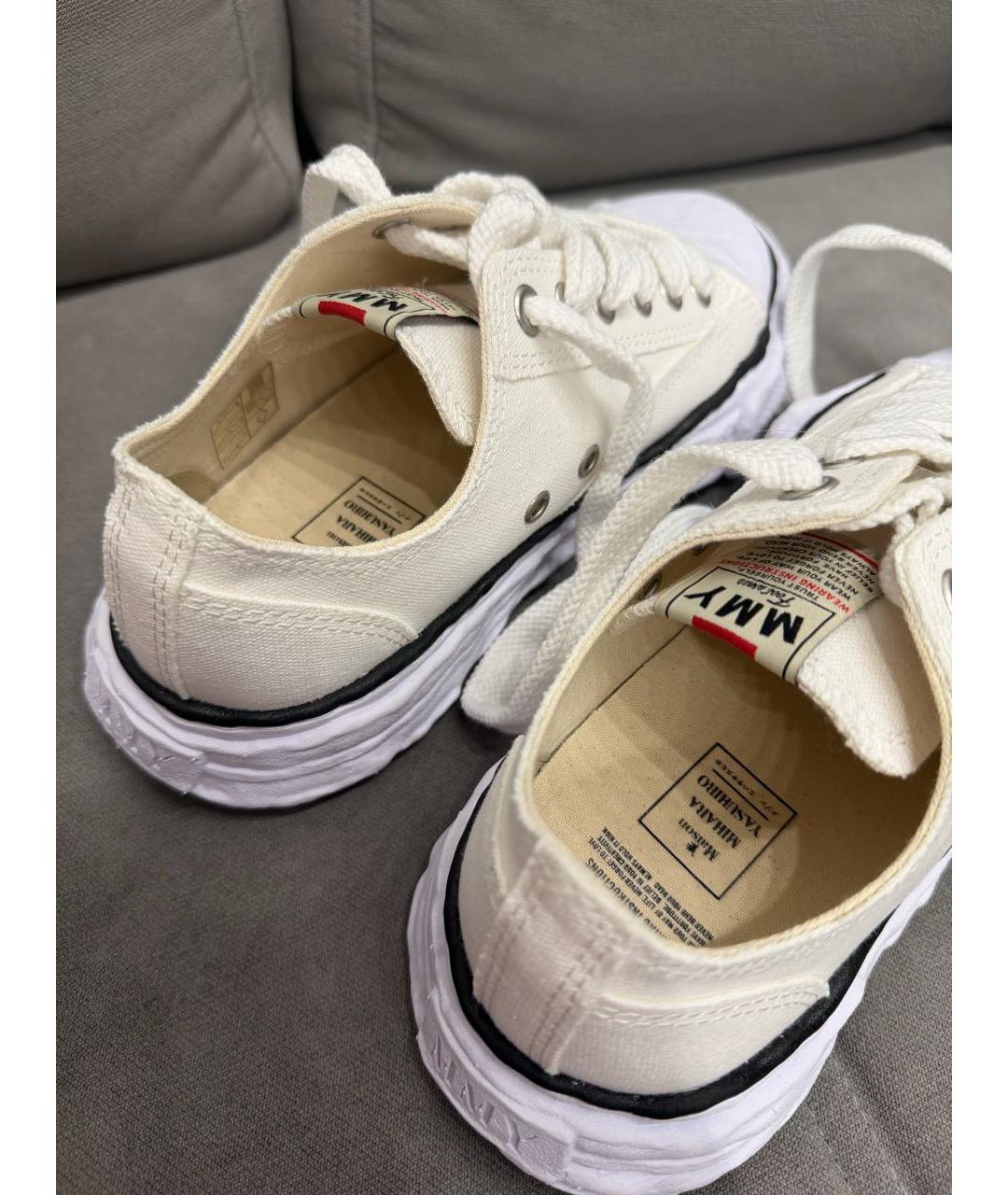MAISON MIHARA YASUHIRO Белые текстильные низкие кроссовки / кеды, фото 6