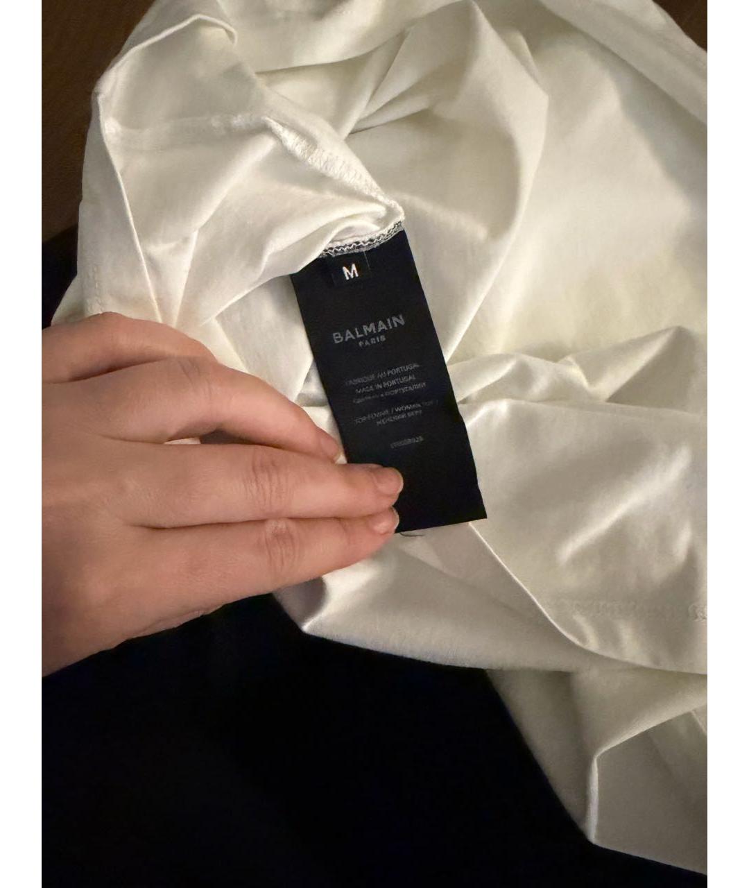 BALMAIN Белая хлопковая футболка, фото 3