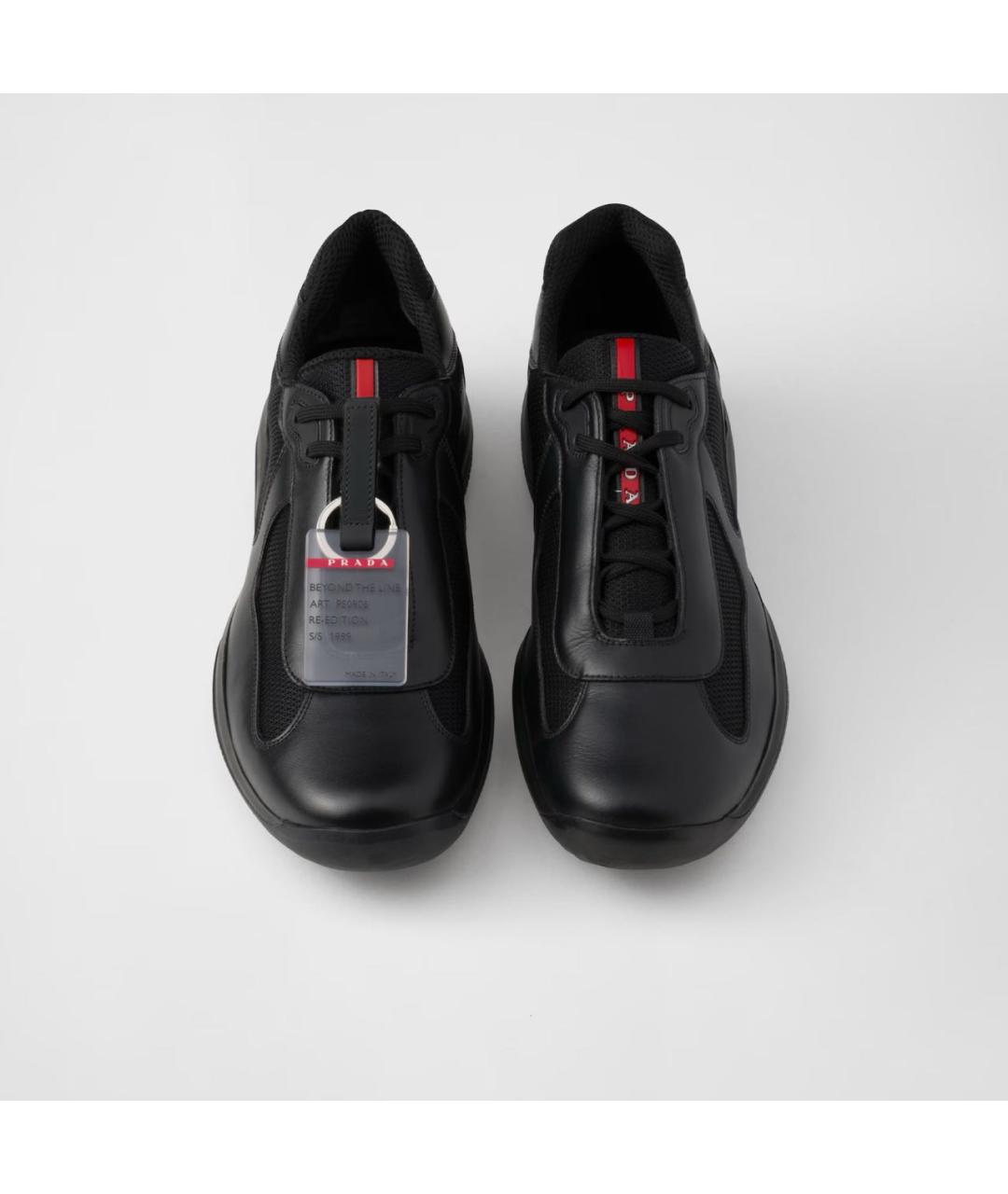 PRADA Черные кожаные низкие кроссовки / кеды, фото 4