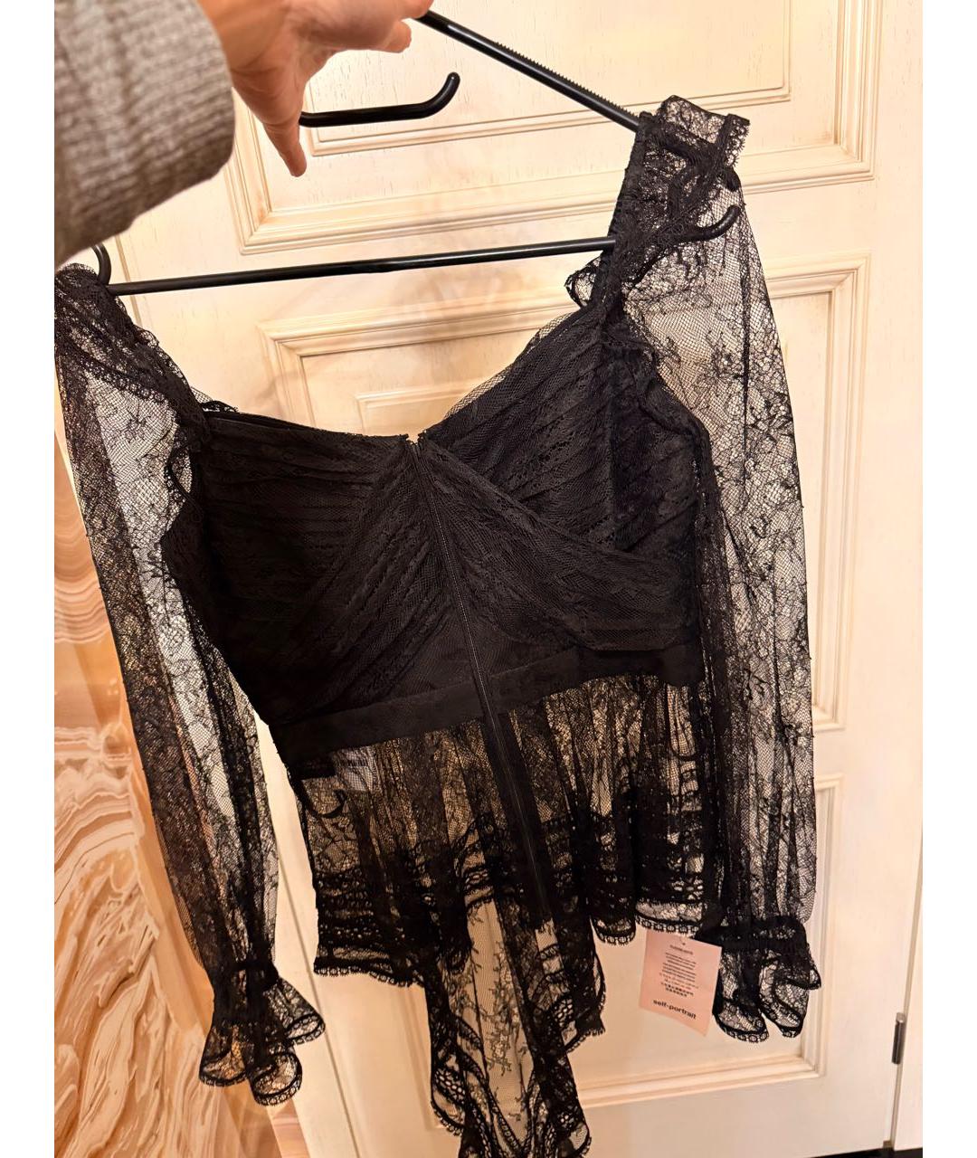 SELF-PORTRAIT Черная кружевная блузы, фото 5