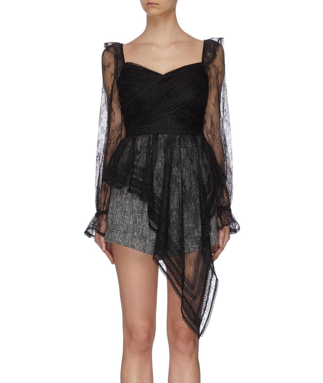 SELF-PORTRAIT Черная кружевная блузы, фото 3