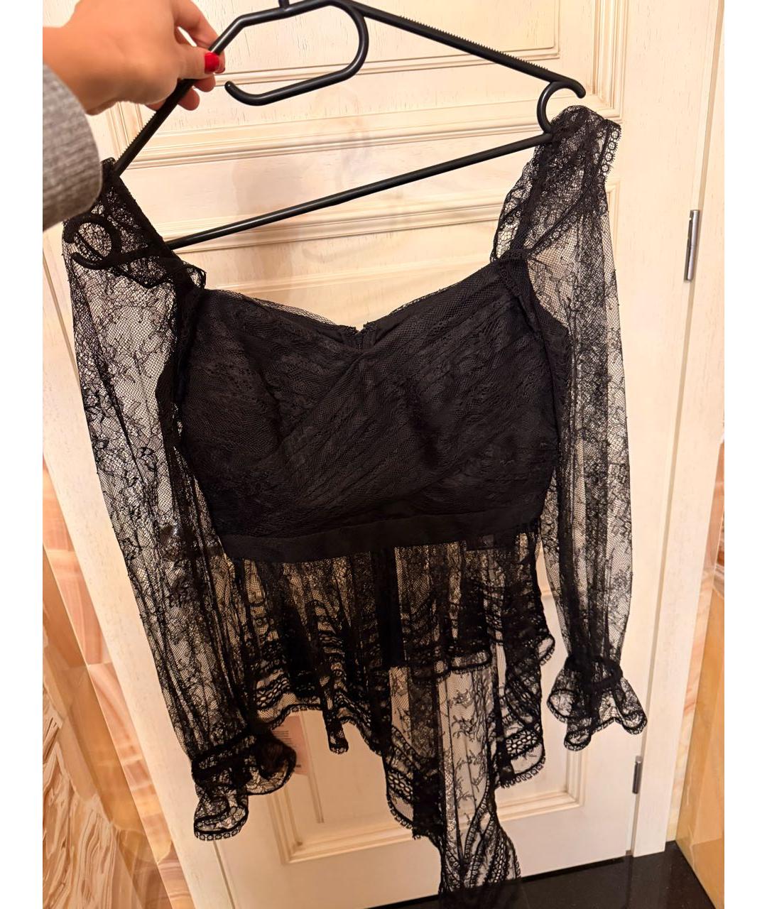 SELF-PORTRAIT Черная кружевная блузы, фото 4
