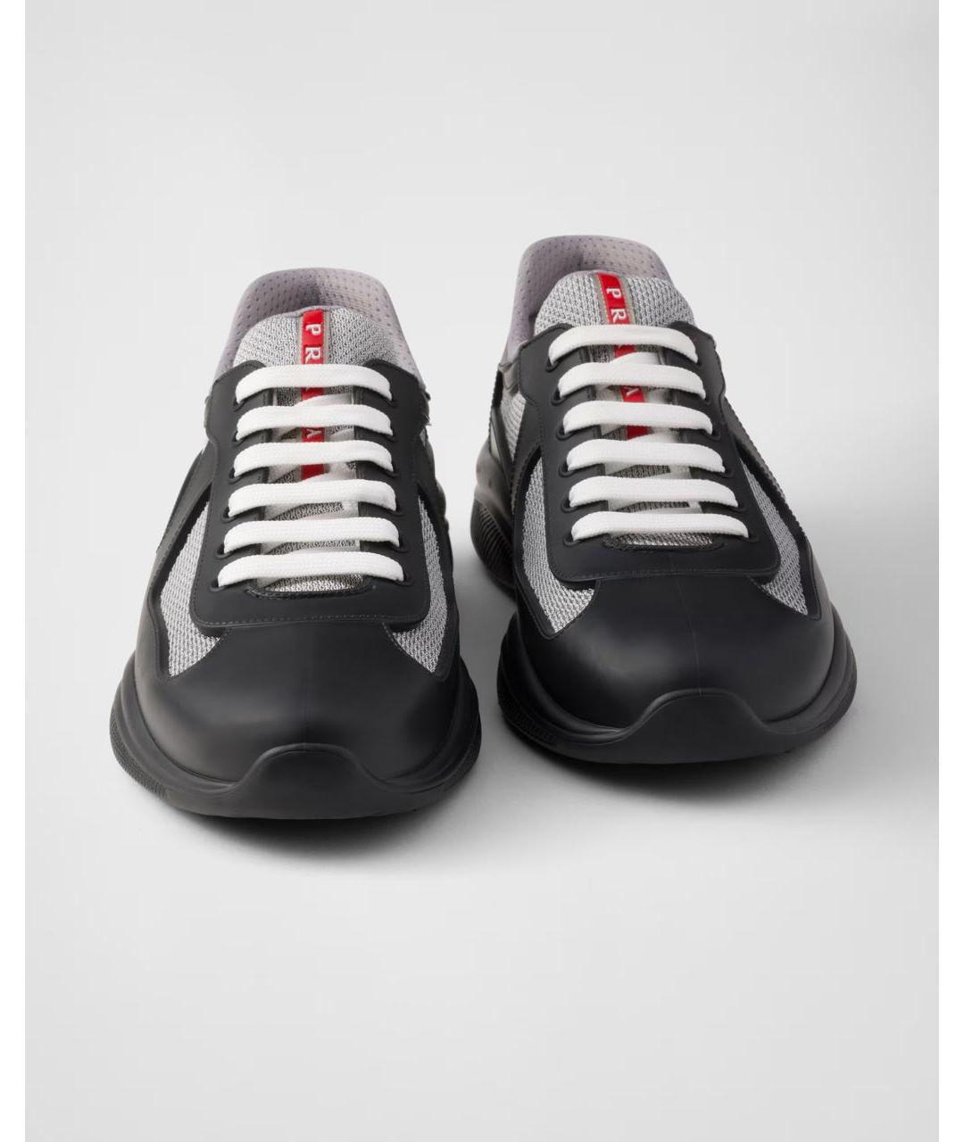 PRADA Черные кожаные низкие кроссовки / кеды, фото 6