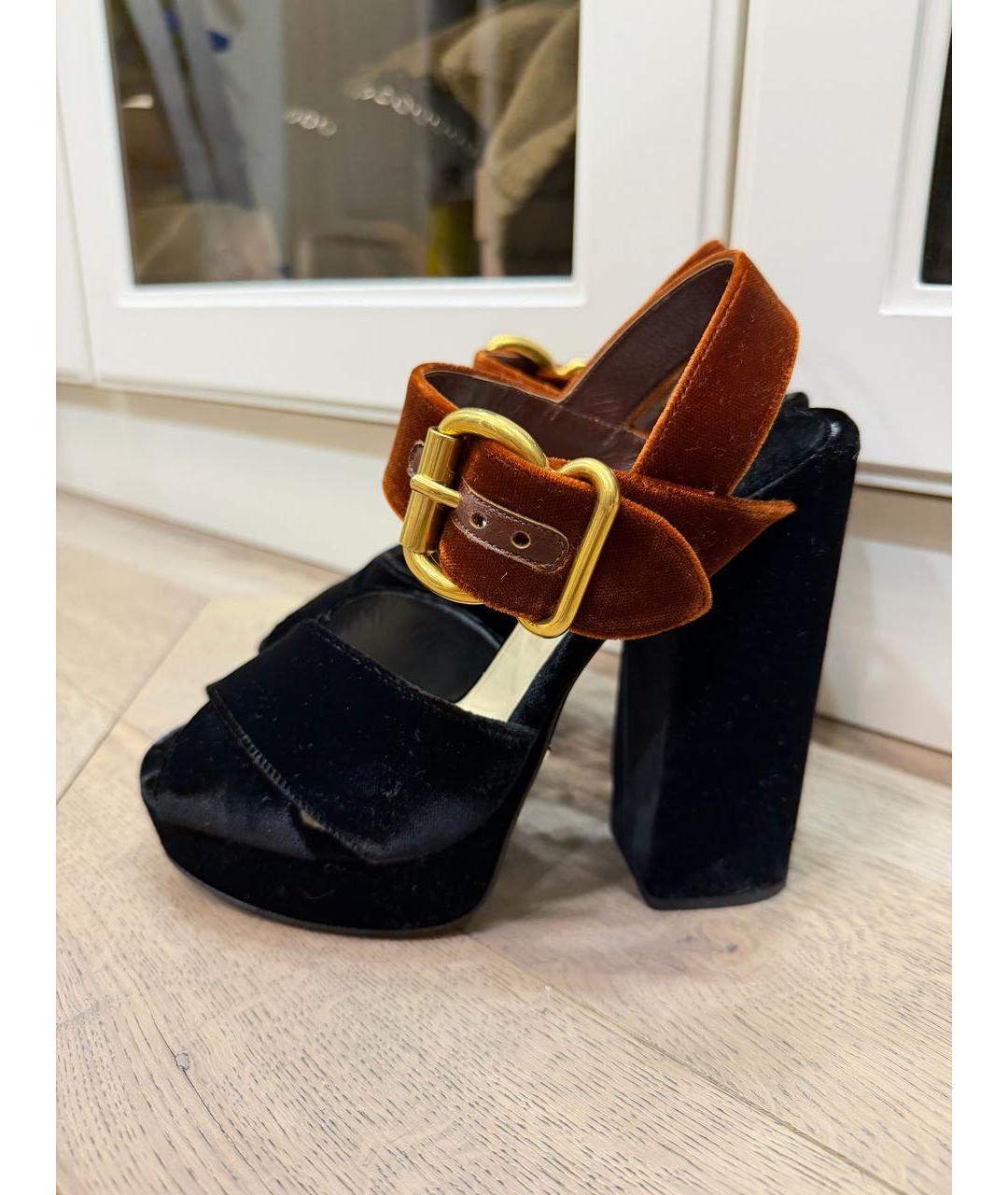 PRADA Коричневые бархатные туфли, фото 4