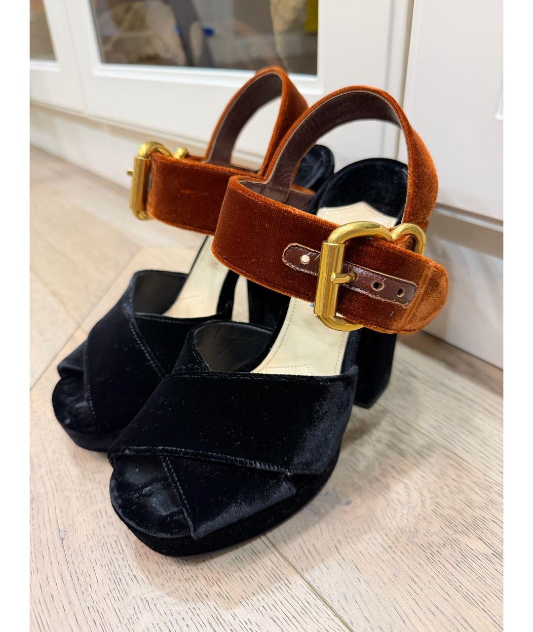 PRADA Коричневые бархатные туфли, фото 2