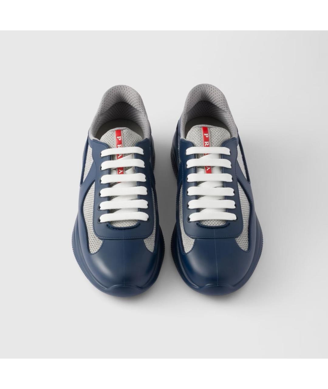 PRADA Синие кожаные низкие кроссовки / кеды, фото 3