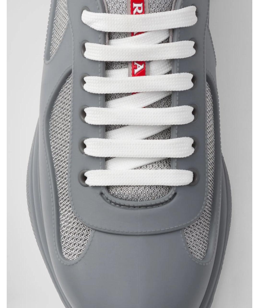 PRADA Серые низкие кроссовки / кеды, фото 4