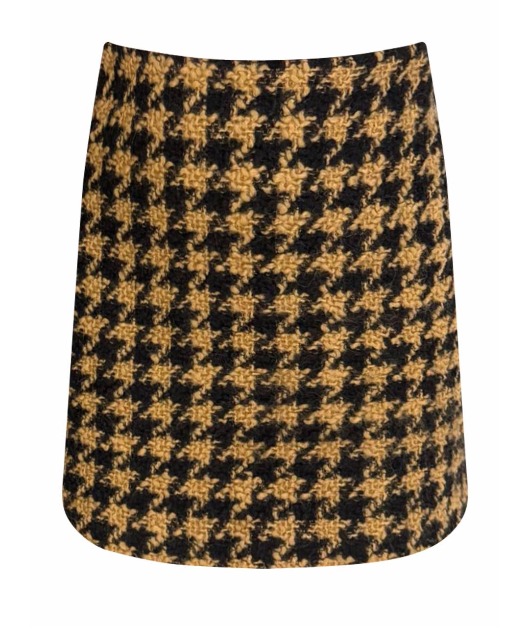 MSGM Коричневая шерстяная юбка мини, фото 1