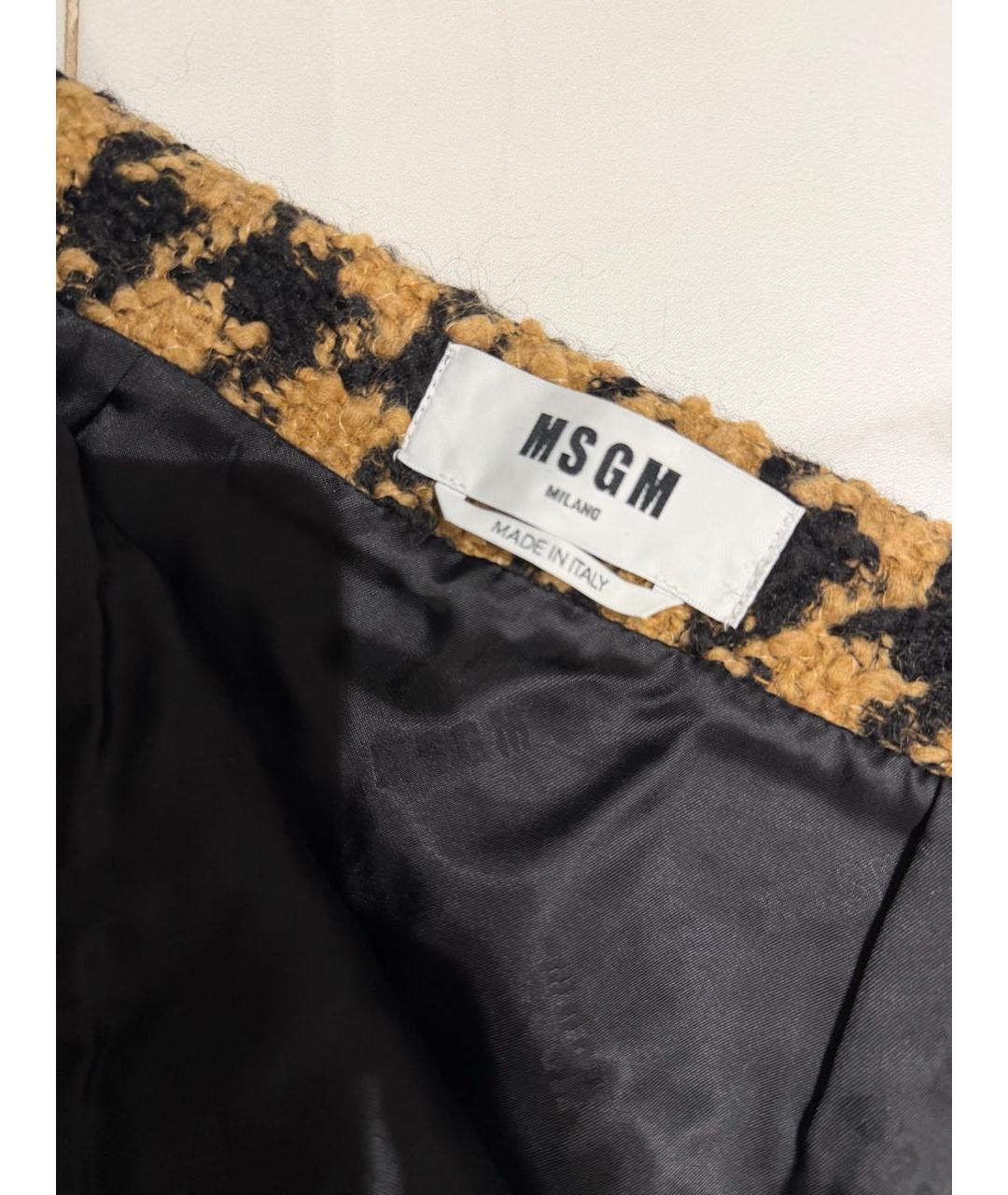 MSGM Коричневая шерстяная юбка мини, фото 4