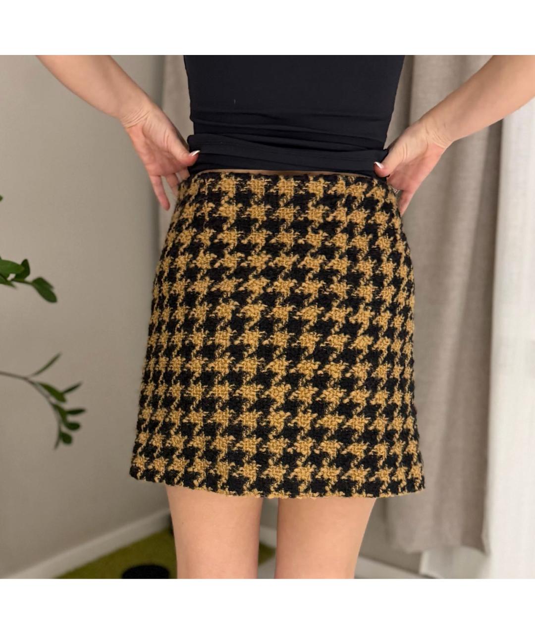 MSGM Коричневая шерстяная юбка мини, фото 2