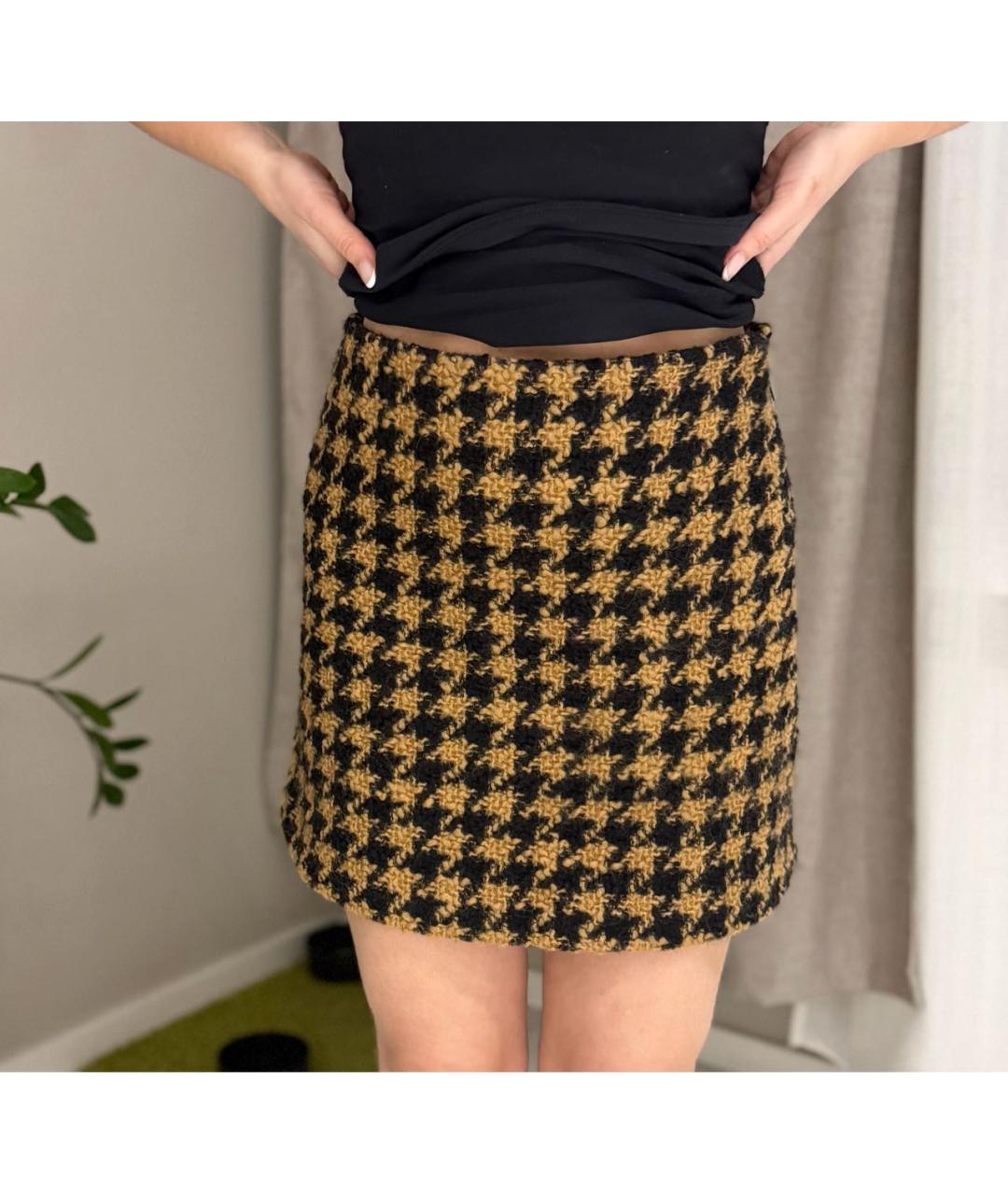 MSGM Коричневая шерстяная юбка мини, фото 8