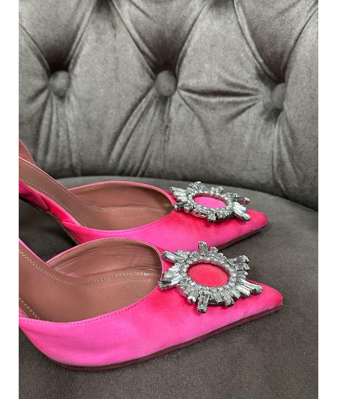 Amina Muaddi Розовые босоножки, фото 2