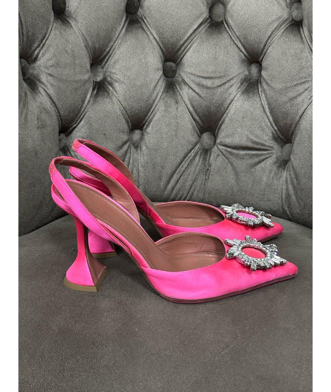 Amina Muaddi Розовые босоножки, фото 7