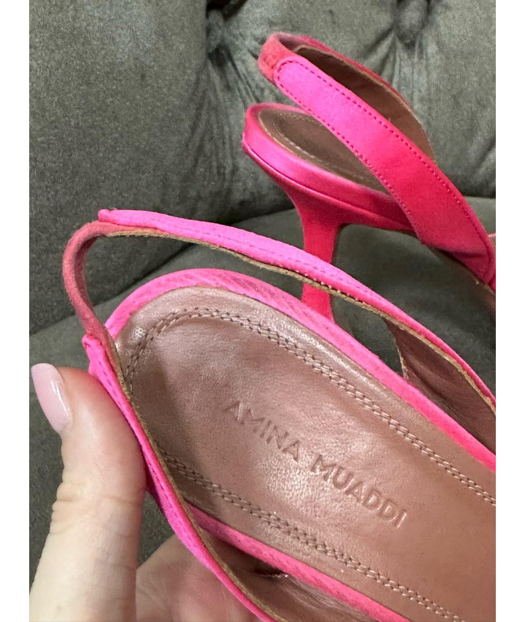 Amina Muaddi Розовые босоножки, фото 4