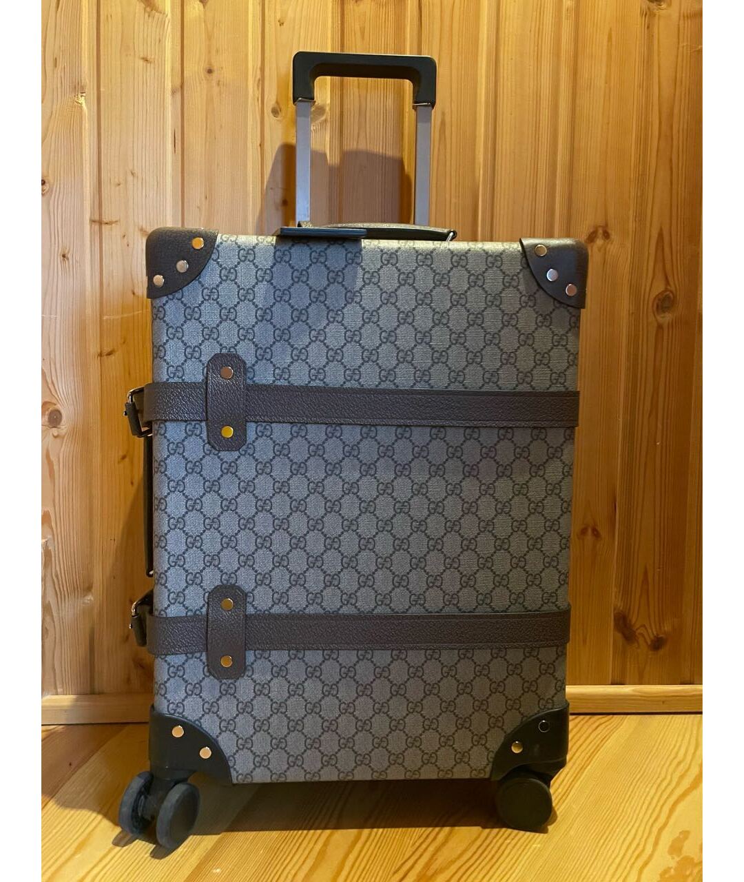 GUCCI Серый кожаный чемодан, фото 9